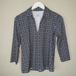 J. McLaughlin | Geometric Print Catalina Cloth Blouse Top Size Small